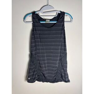 Athleta Womens Striped Racerback Tank Top Black Grey Zip Pocket Style 221838 M